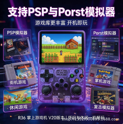 Cross-Border R36S Open-Source Handheld Psp Game Console Arkos System 1Gb Ram Ported Games Rk3326